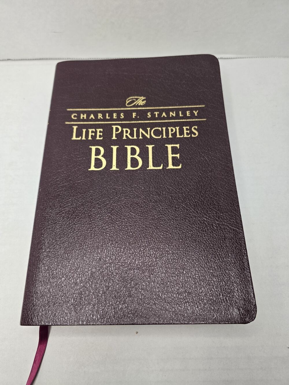 Charles F. Stanley Life Principles Bible NKJV Burgundy Leather Indexed 2465BG